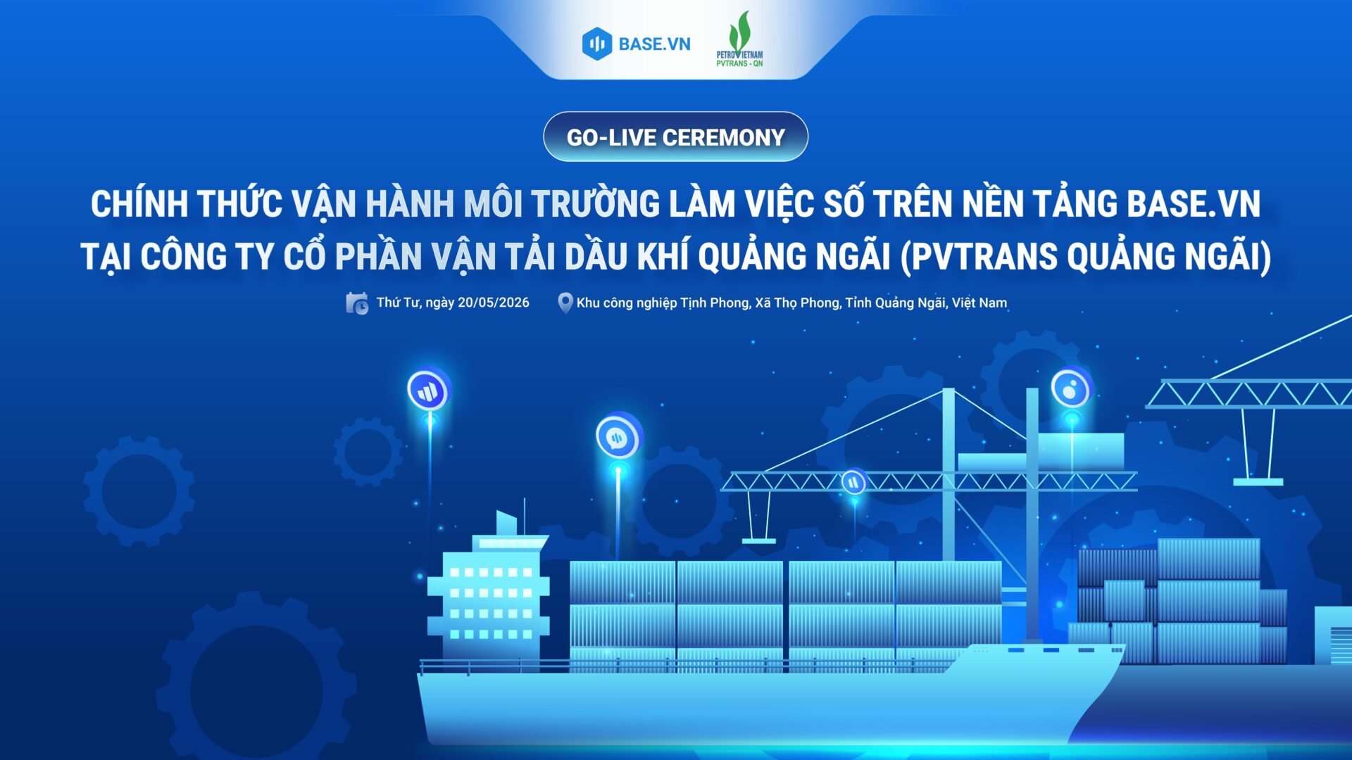 PVTrans Quảng Ngãi chính thức Go-live hệ thống quản trị doanh nghiệp Base.vn – Dấu mốc quan trọng trong hành trình chuyển đổi số.