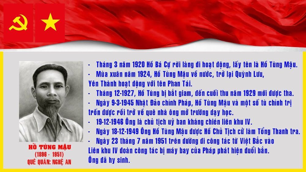 Đề cương kỷ niệm 130 năm ngày sinh đồng chí Hồ Tùng Mậu (15/6/1896 - 15/6/2026)